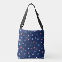 Patriotic Stars and Spirals, Personalise with Name Crossbody Bag