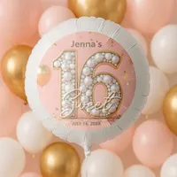 Chic Radiant Pearl Blush Pink Golden Sweet 16  Balloon