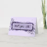 Purple Abstract Floral Be My Bridesmaid Invitation