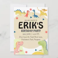 Dinosaur Lover 6th Birthday Party  Invitation