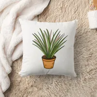 Marginata Hand drawn Plant  Throw Pillow