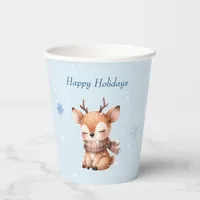 Cute Cartoon Deer in Snow Paper Cups