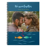 We swim together couple custom photo notebook