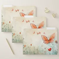 Watercolor Butterflies and Spring Flowers File Folder