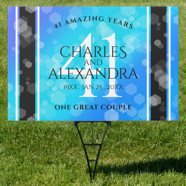 Elegant 41st Blue Topaz Wedding Anniversary Sign