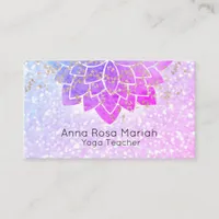*~*  Watercolor Lavender Mandala Glitter Spiritual Business Card