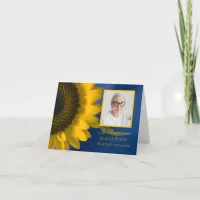 Yellow Sunflower on Blue Funeral Memorial Sympathy Thank You Card