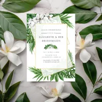 Tropical Greenery Geometric Bridesmaids Luncheon Invitation