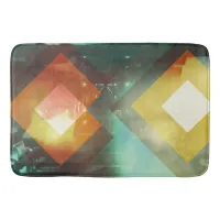 Seventies Orange Abstract Techno Triangles Bath Mat