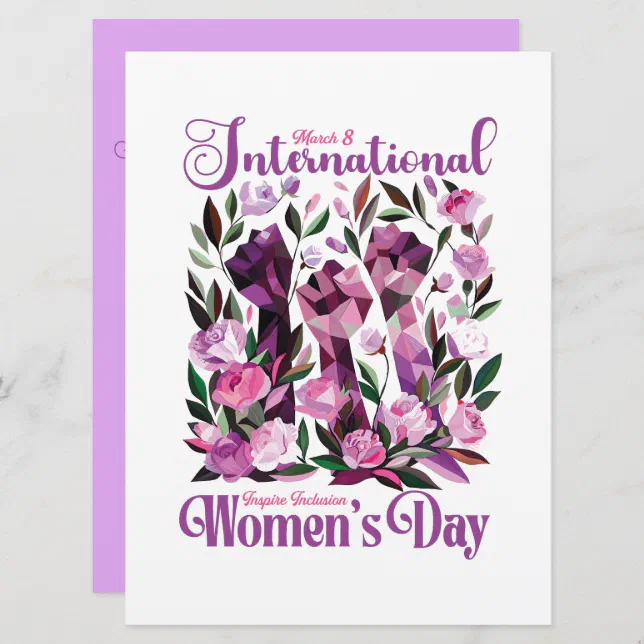 International Women's Day Floral Fists Invitation