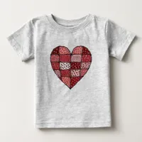 Valentine's Day Doodle Art Style Patchwork Heart  Baby T-Shirt