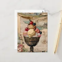 Ice Cream Sundae Vintage Collage Postcard
