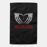 Halloween Skeleton Hands Forming Heart Gothic Garden Flag