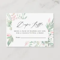 Pastel Blush Greenery Baby Shower Diaper Raffle Enclosure Card