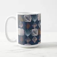 Bold Caribbean Tribal Mudcloth: Navy Blue, Boho Coffee Mug