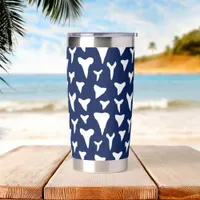 Shark Teeth Cool Blue and White Patterned Insulated Tumbler