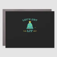 Let's Get Lit Funny Drunk Drinking Christmas Tree  Car Magnet