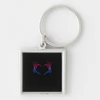 Skeleton Heart Bisexual Lgbt-Q Pride Skull Hand Keychain