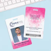 Pink Geometric Custom Employee ID Badge