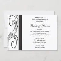 Black and White Swirls Post Wedding Brunch Invitation