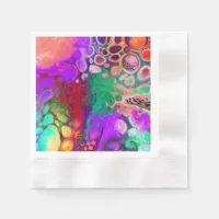 Red, Green, Purple Colorful Digital Fluid Art    Napkins
