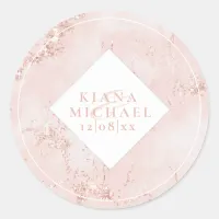 Stone Glitter Wedding Rose Gold ID647 Classic Round Sticker