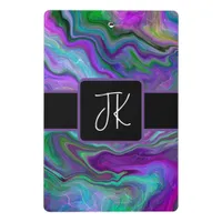 Purple, Green and Blue Fluid Art Abstract    Mini Clipboard