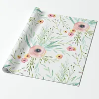 Pastel Pink and Coral Spring Floral Wrapping Paper