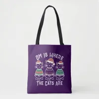 Om Is Where the Cats Are Festive Holiday Tote Bag