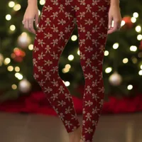 Red Gingerbread Man Polka Dot Christmas Leggings