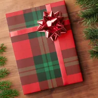 Red Green Plaid Buffalo Check Christmas Holiday Wrapping Paper