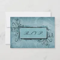 Rustic Vintage Aqua Blue Wedding RSVP Card