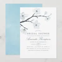 White Cherry Blossoms Bridal Shower Invitation