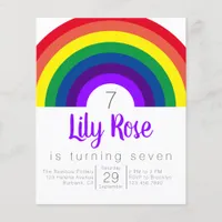 Budget Purple Rainbow Birthday Party Invitation Flyer