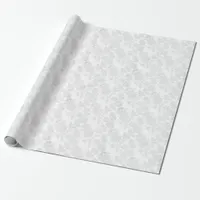 Pretty White Damask Floral Print Wrapping Paper