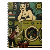 Funny Mid Century Sea Siren Laundry Day Notebook