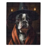 Adorable Boston Terrier Witch Jigsaw Puzzle