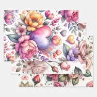 Pretty Flowers in Romantic Feminine Pastel Colors Wrapping Paper Sheets