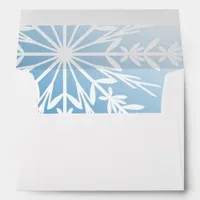 White Winter Snowflake on Blue Envelope