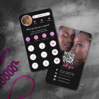 Neon Pink Instagram Hair Braiding Loyalty Card