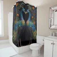 Peacock Birds Stained Glass Mosaic bathroom Shower Curtain