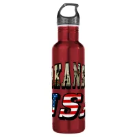 Arkansas Picture and USA Flag Text Stainless Steel Water Bottle