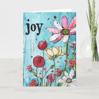*~**~ LOVE Doodle Art Colorful Whimsical Flower Thank You Card