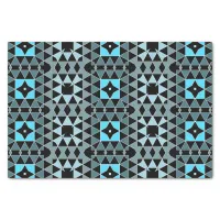 Blue & Black Trendy Mosaic Geometric Pattern Tissue Paper