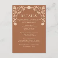Elegant Boho Terracotta Floral Wedding  Enclosure Card