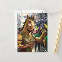 Funny Happy Mardi Gras Horse Postcard