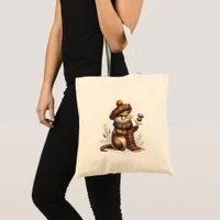 Scottish Christmas Otter Christmas Tote Bag