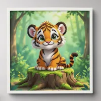 Baby Tiger | Cute Cartoon Kid's Nursery Art Peel And Stick Photo Tile