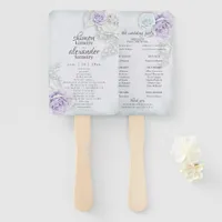 Menu Fan Elegant Lilac Blue White Rose Floral
