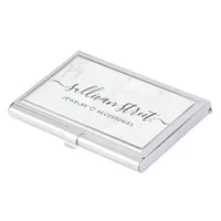 Elegant Marble Minimalist Script Jewelry Boutique Business Card Case